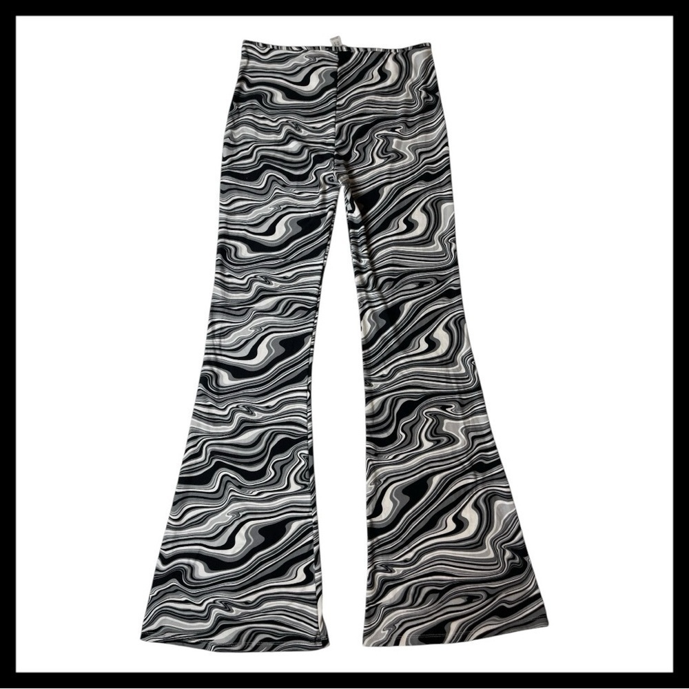 Y2K Charlotte Russe Wide Leg Pants Marbled Retro Flare Pants Size Large